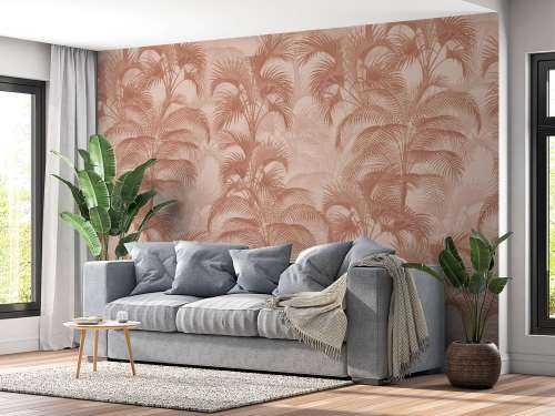 Tropische Palmen im Vintage-Stil - Terrakotta