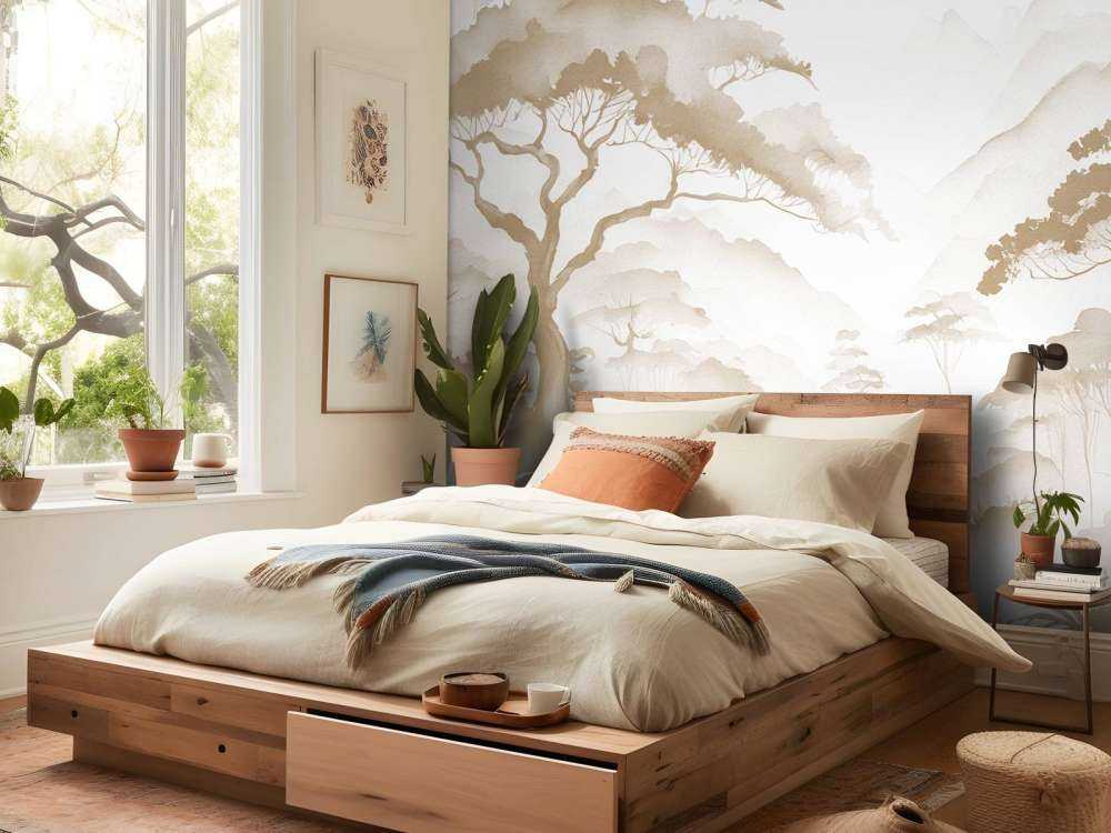 Nebeliges Bergtal, taupe