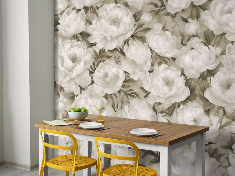 Peonies Wand Gelb