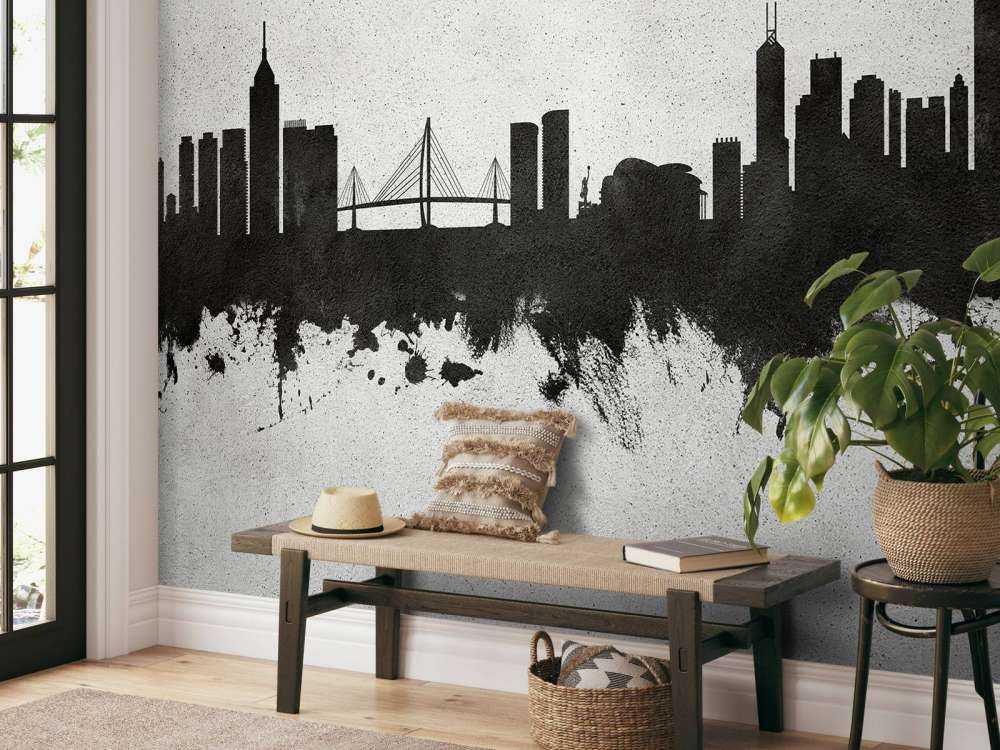 Aquarell-Skyline, Hongkong