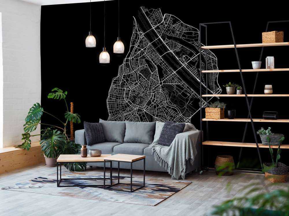 Karte der Wiener Innenstadt, schwarz