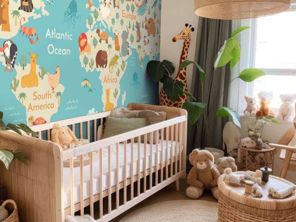 Weltkarte mit Tieren