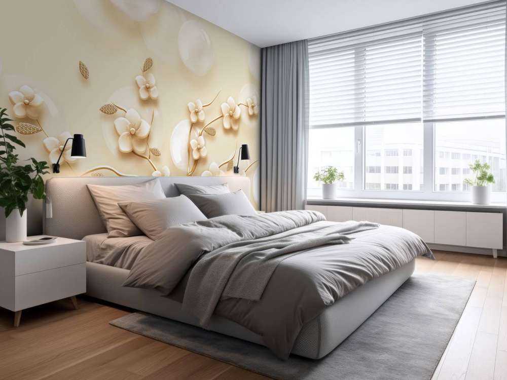 Goldener Zweig mit Blumen
