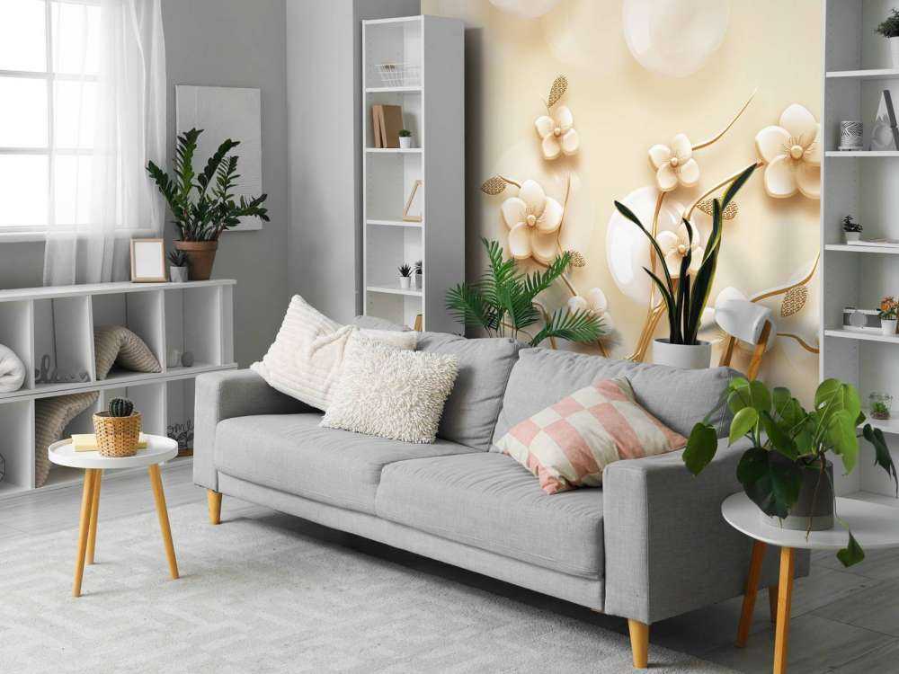 Goldener Zweig mit Blumen