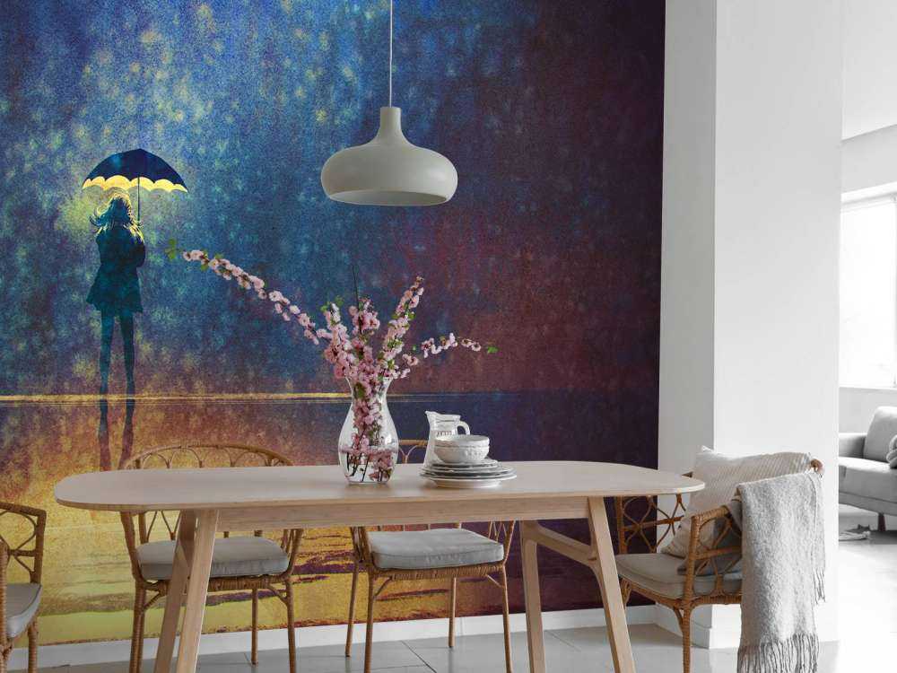 Einsames Mädchen im Regen