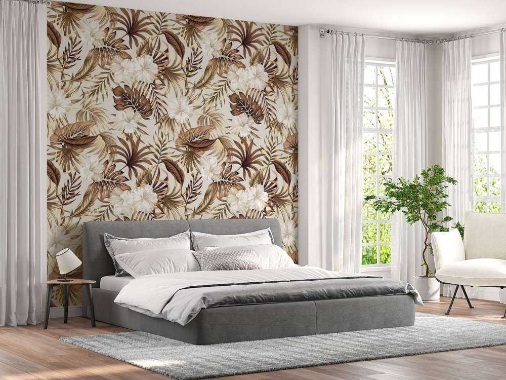 Tropische Blumen, beige