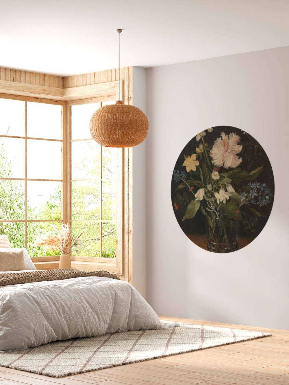 Stillleben mit Blumen in einem Glas auf Fototapete