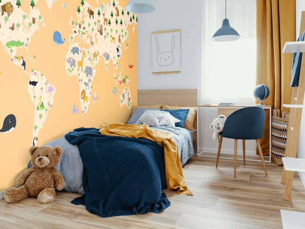 Kinder Weltkarte gelb