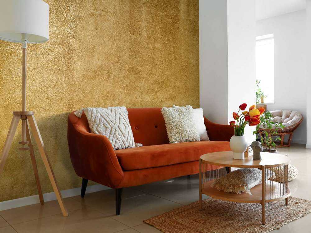 Ockerhaltiger gelber Beton auf Fototapete