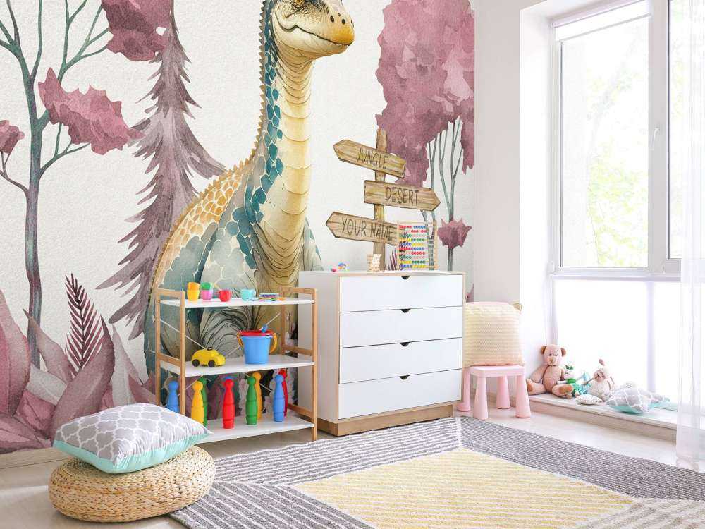 Baby-Brachiosaurus im rosa Dschungel