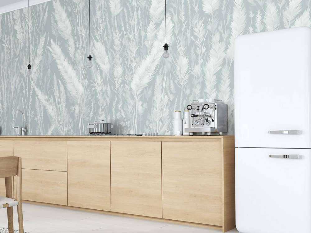 Wand von Feldgräsern - mintgrün