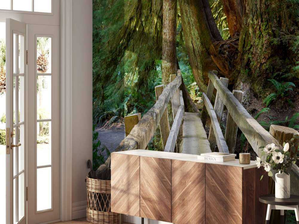 Holzbrücke durch den Wald 