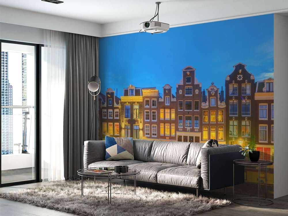 Häuser in Amsterdam bei Nacht