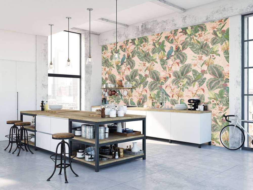 Tropical Jungle Vögel & Papageien - zartrosa