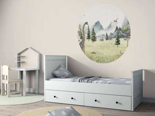 Landschaft mit Dinosauriern in Farbe