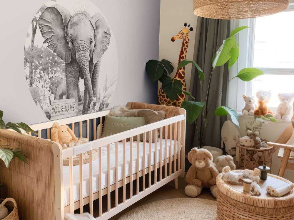 Elefantenbaby im Dschungel beige