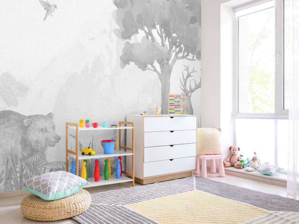 Waldtiere in Schwarz und Weiß