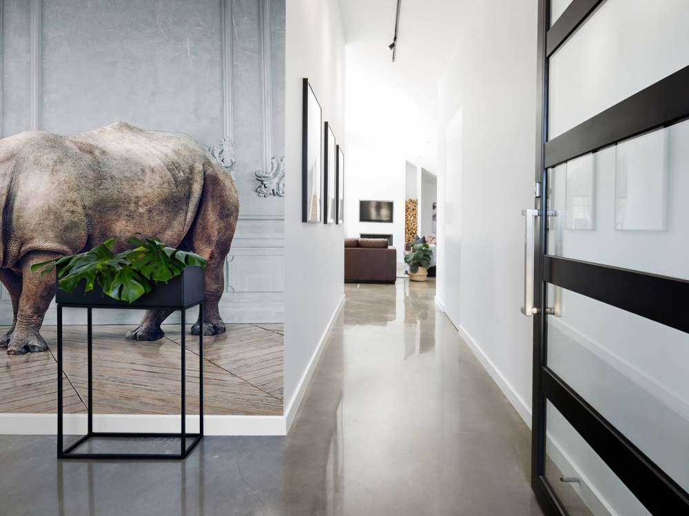 Rhinozeros mit Lampenschirm