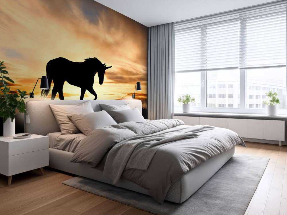 Einhorn-Silhouette bei Sonnenuntergang