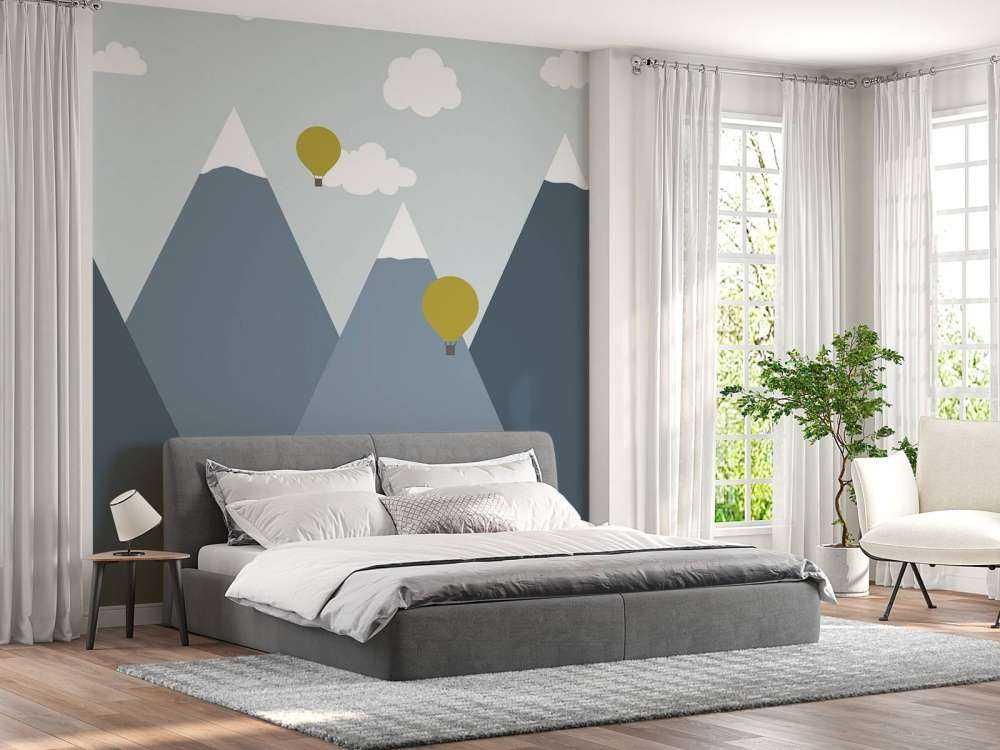 Blaue Berge mit Luftballons