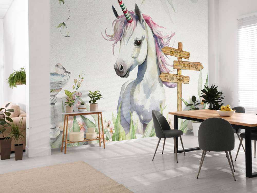 Baby-Einhorn mit Pflanzen