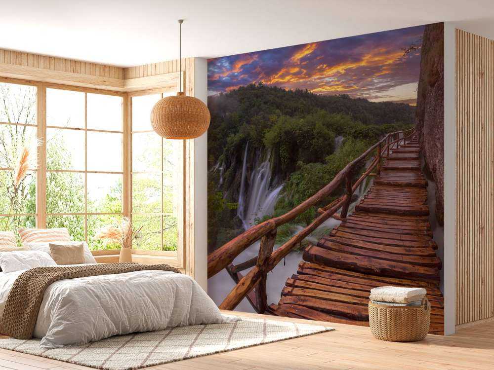 Brücke mit Sonnenuntergang