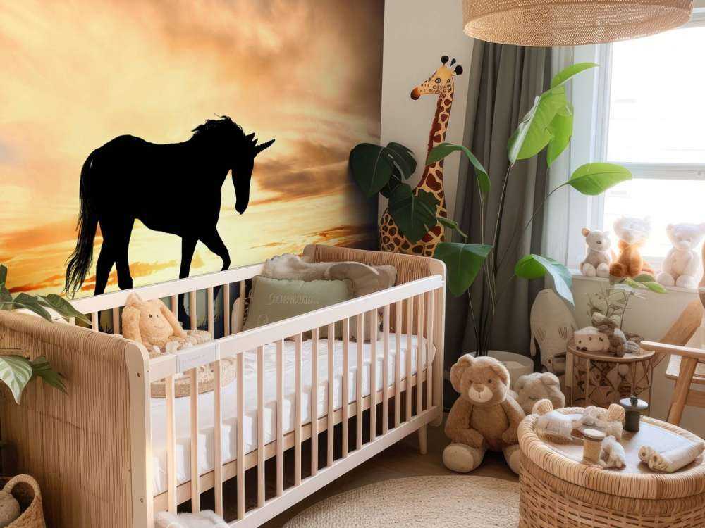Einhorn-Silhouette bei Sonnenuntergang