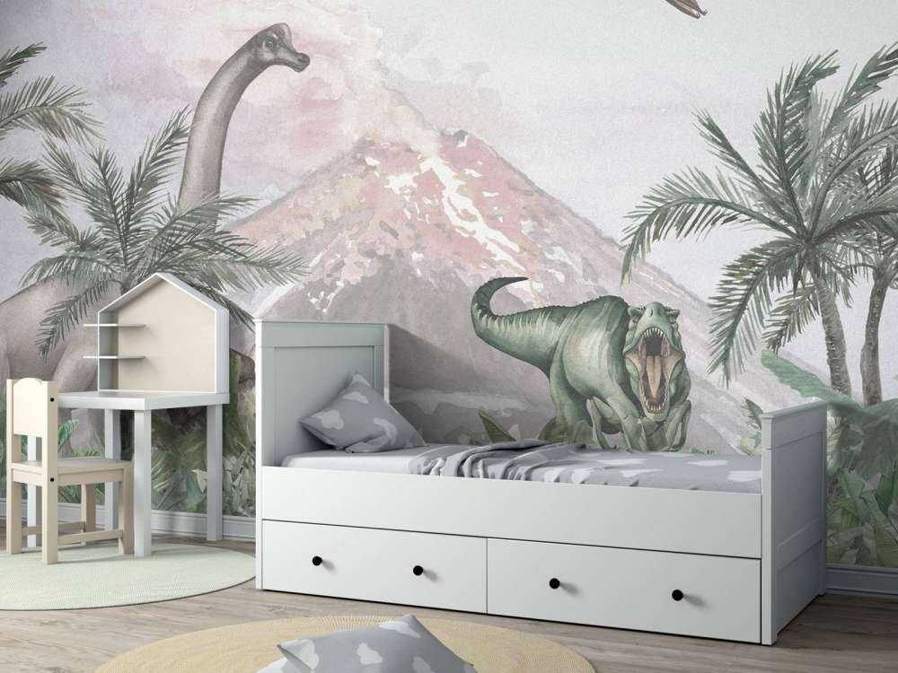 Dinosaurier bei einem Vulkan