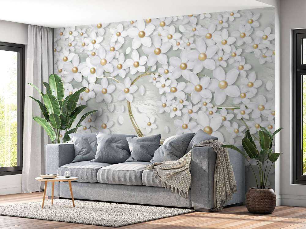 Goldene weiße Blüten