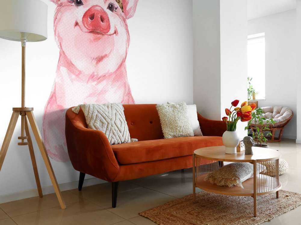 Lustiges kleines Schweinchen mit Halstuch