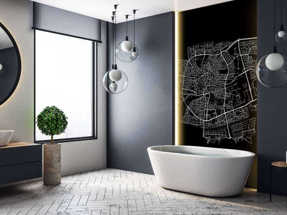 Karte von Leeuwarden, schwarz