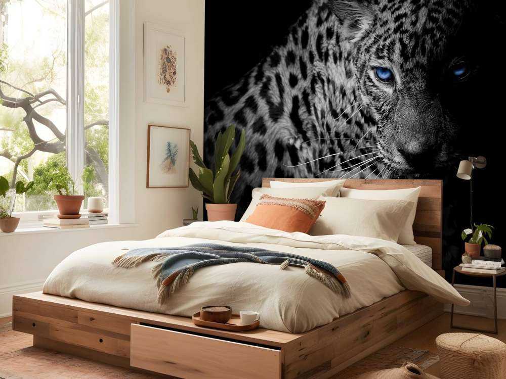 Leopard auf schwarzem Hintergrund