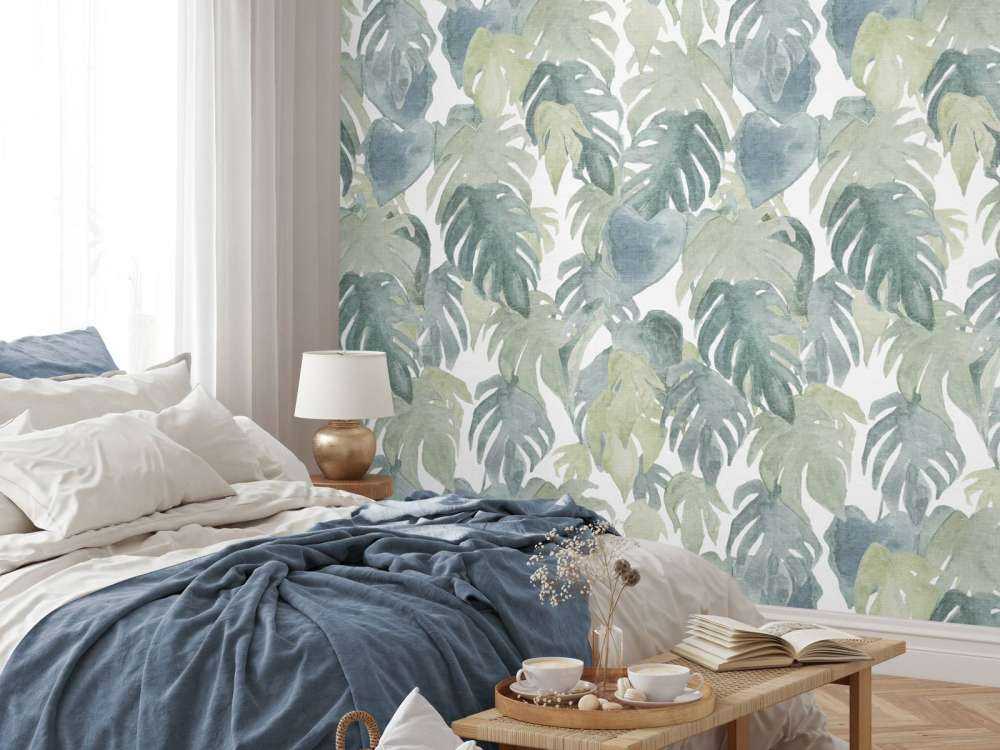 Tropische Palmen in Aquarelltechnik