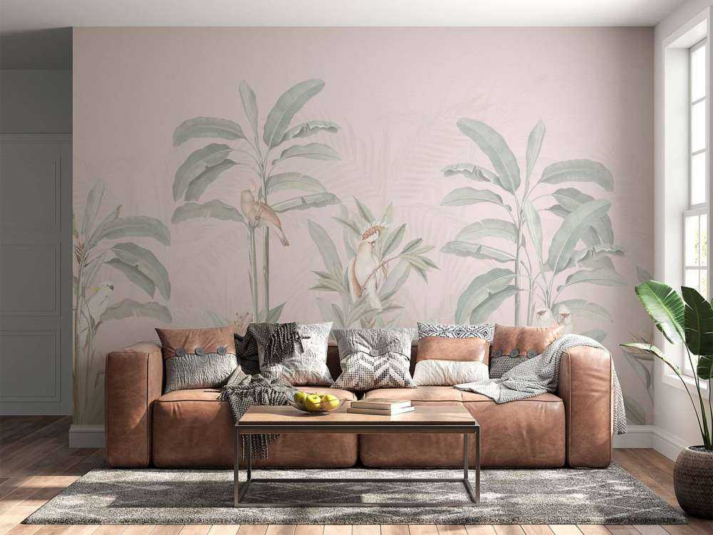 Vintage-Dschungellandschaft - errötetes Rosa