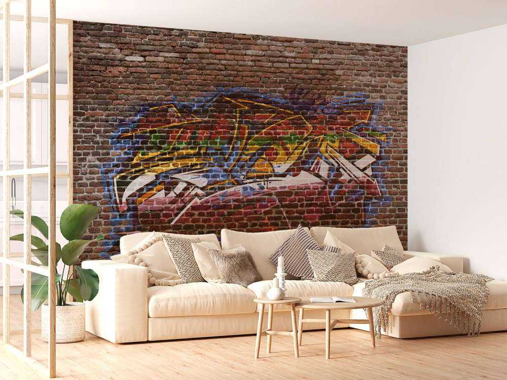 Graffiti auf einer Backsteinmauer