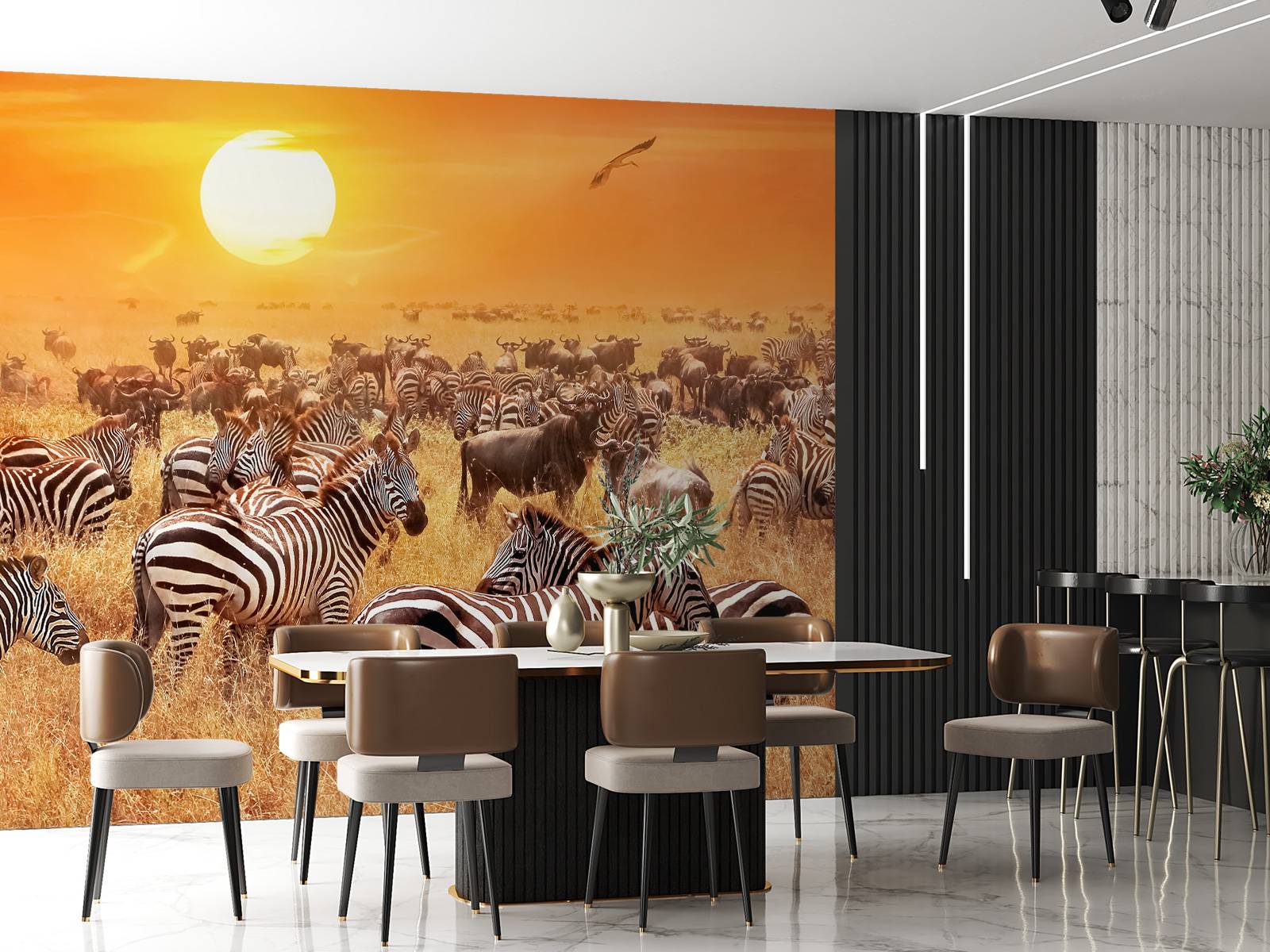 Savannensonne mit Zebras