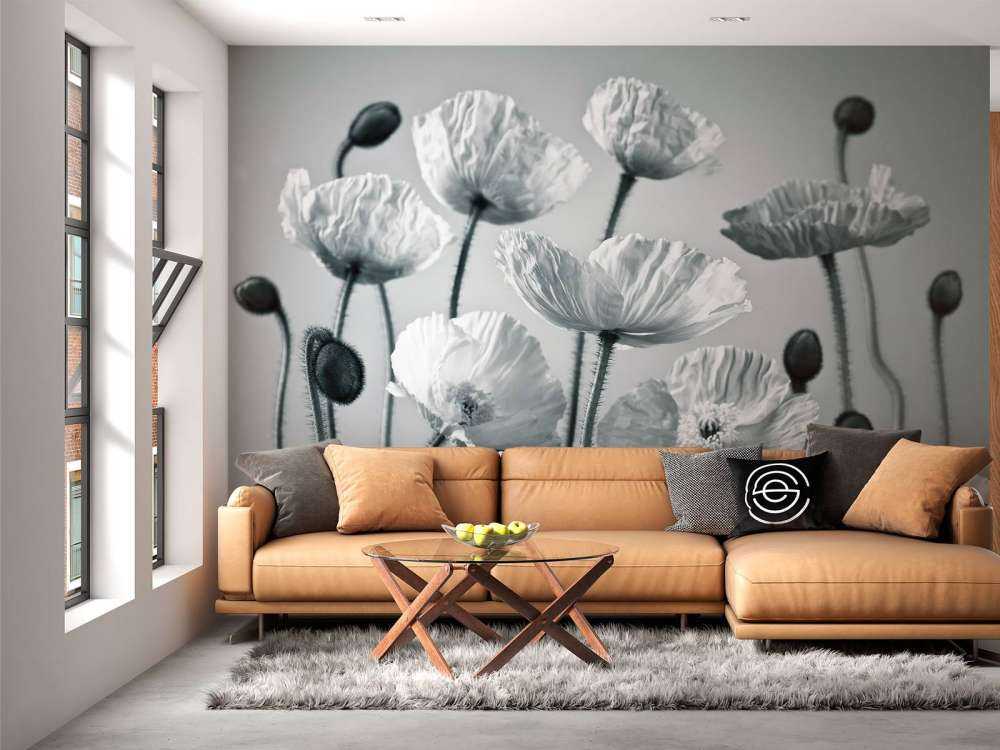 Blauton Mohnblumen