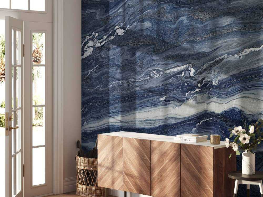 Blau mit weißem Marmor