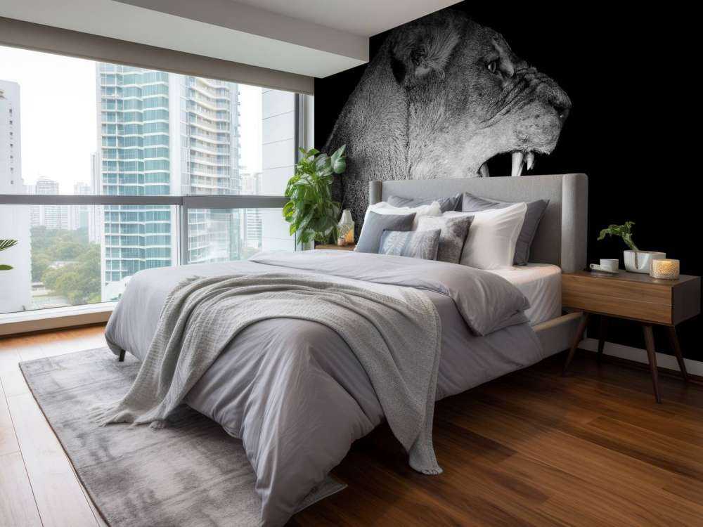 Löwin Seitenansicht schwarz