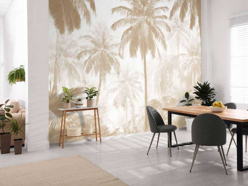 Nebeliger Palmenwald, taupe