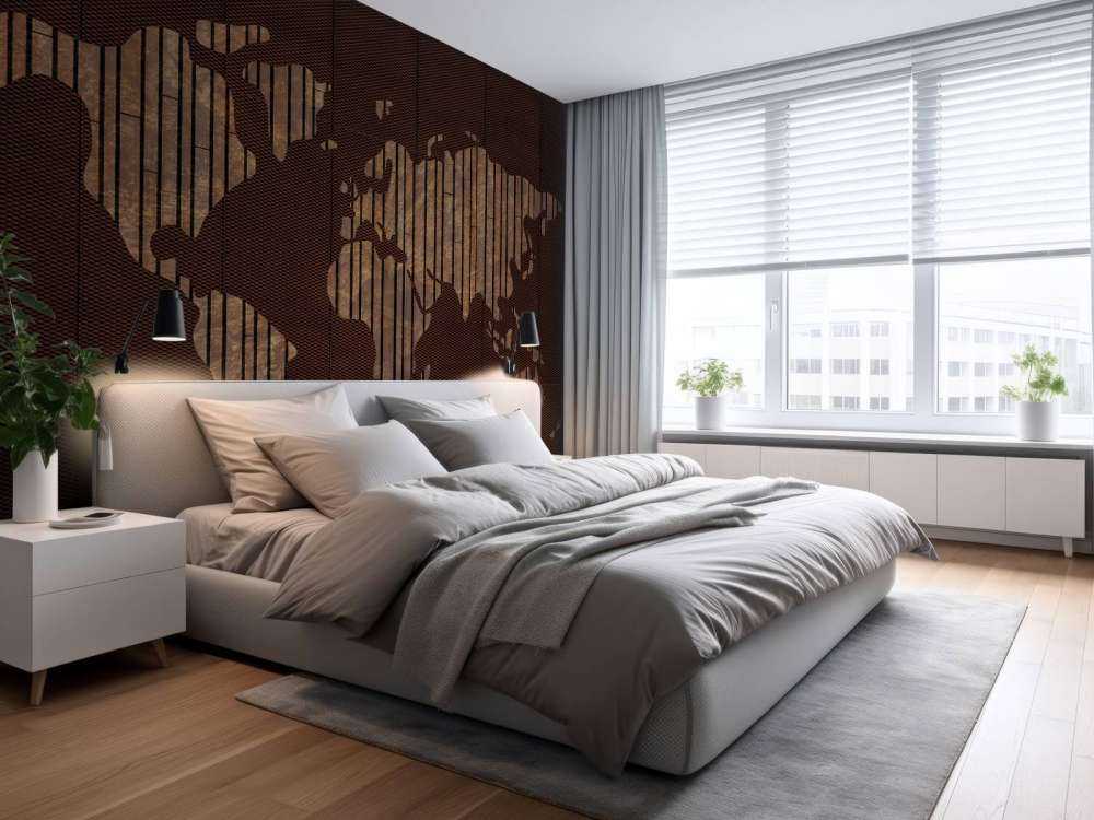 Weltkarte mit Holztextur