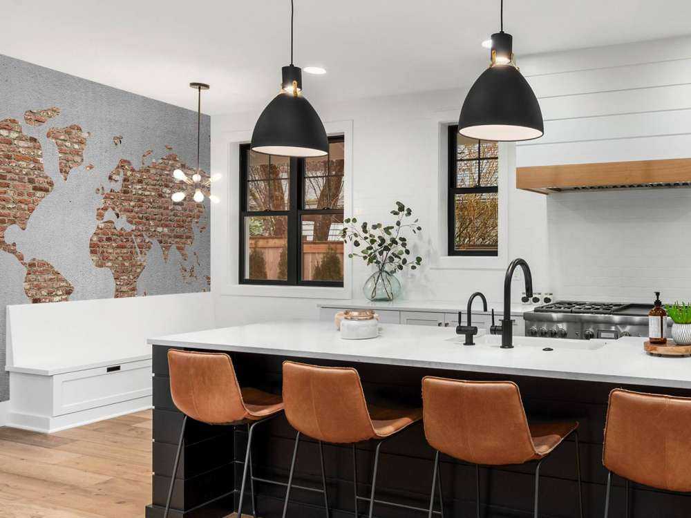 Weltkarte mit Ziegelsteinen