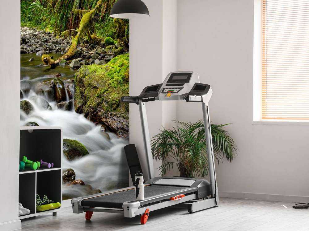 Grüner Felsen mit Fluss 