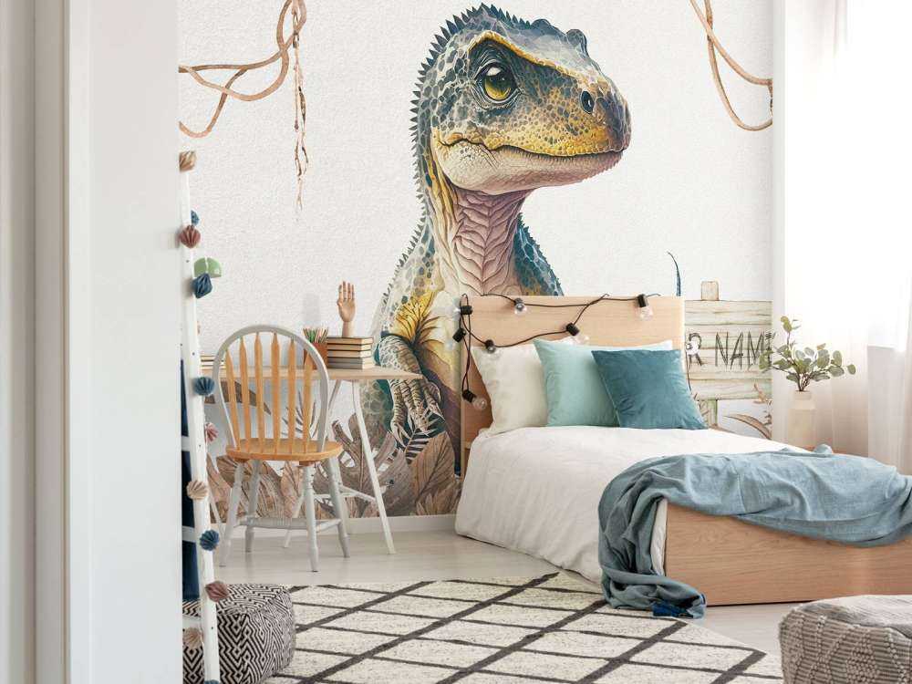 Baby-T-Rex im taupefarbenen Dschungel