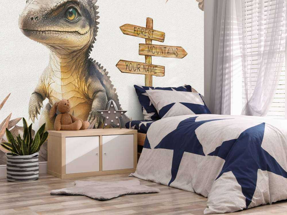 Baby-Spinosaurus im taupefarbenen Dschungel