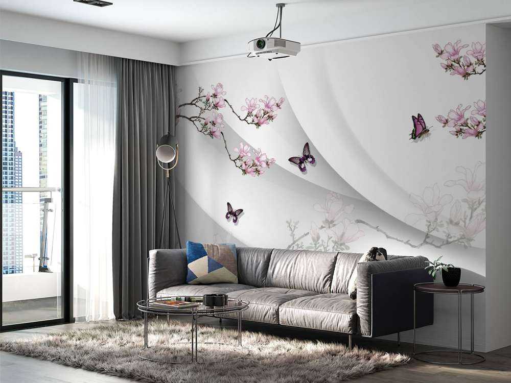 Weißer 3D-Hintergrund mit dekorativer Blüte