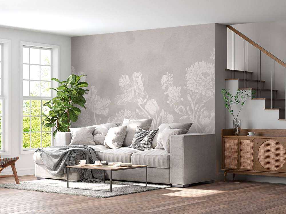 Barocke Blumenlandschaft - greige