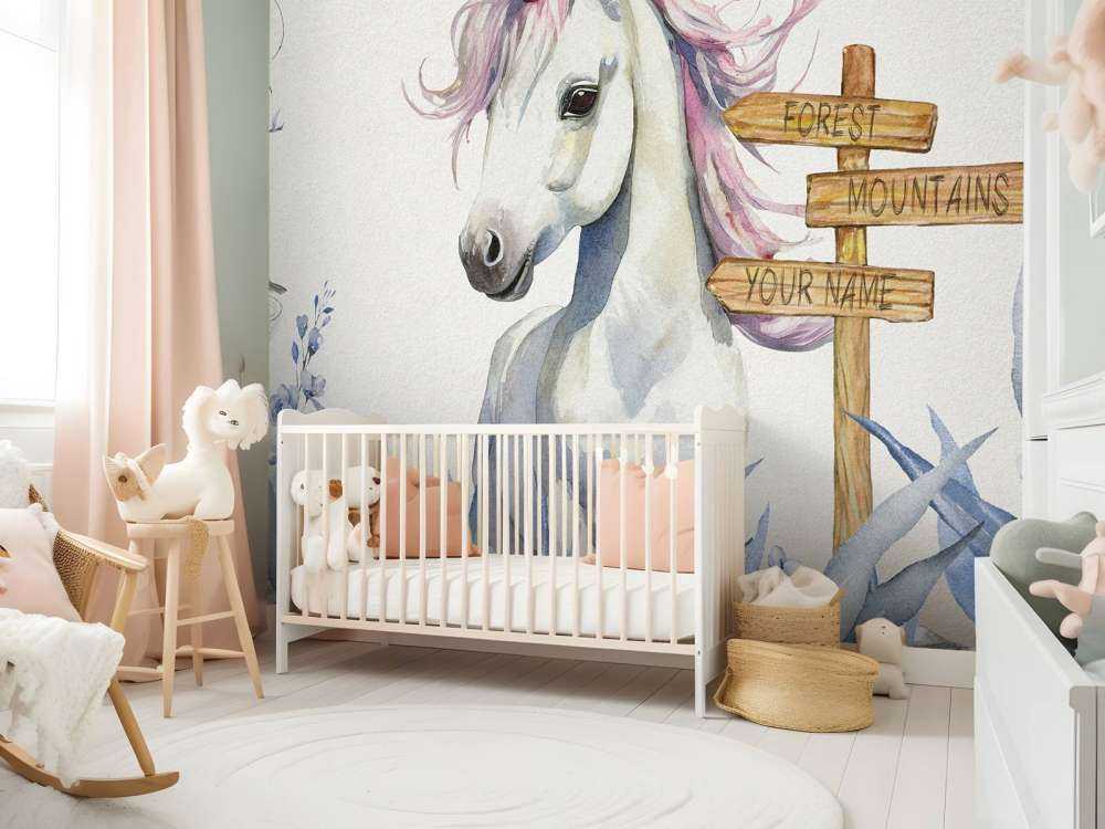 Baby Einhorn mit Pflanzen blau