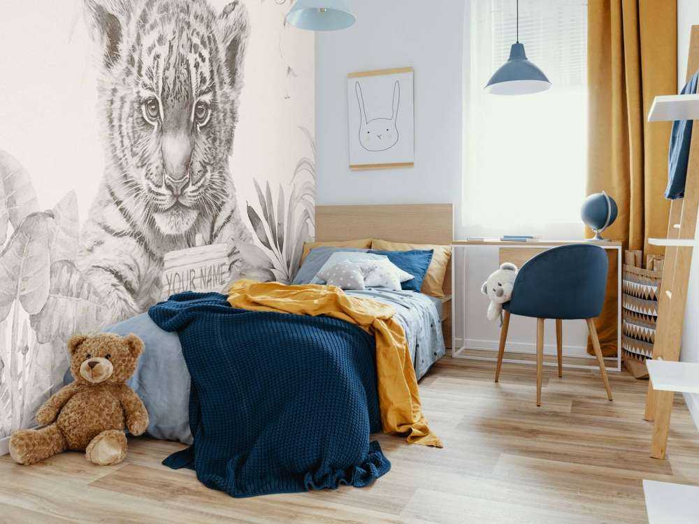 Niedlicher Tiger mit Pflanzen beige