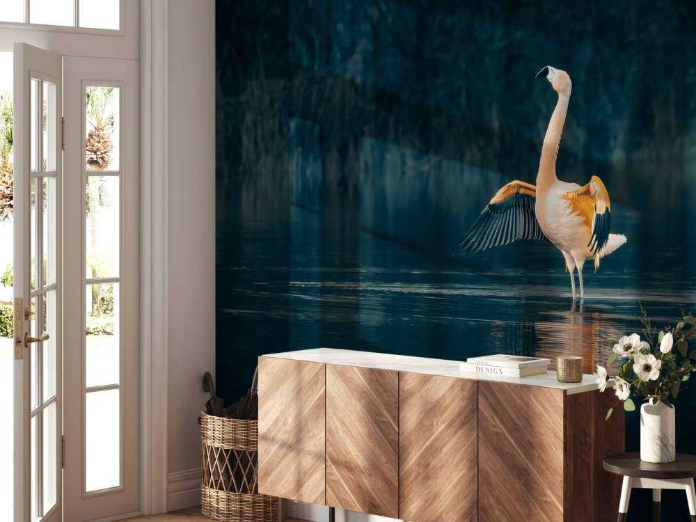 Flamingo in verlassenem See